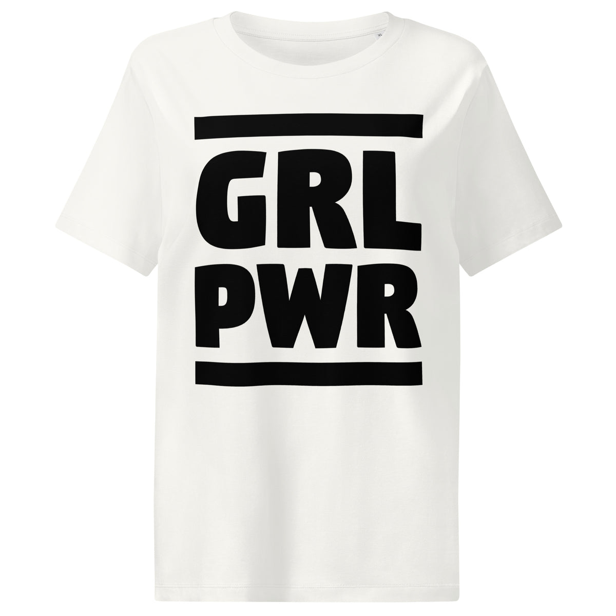Damen-T-Shirt in Off-White mit großem „GRL PWR“-Schriftzug vorn