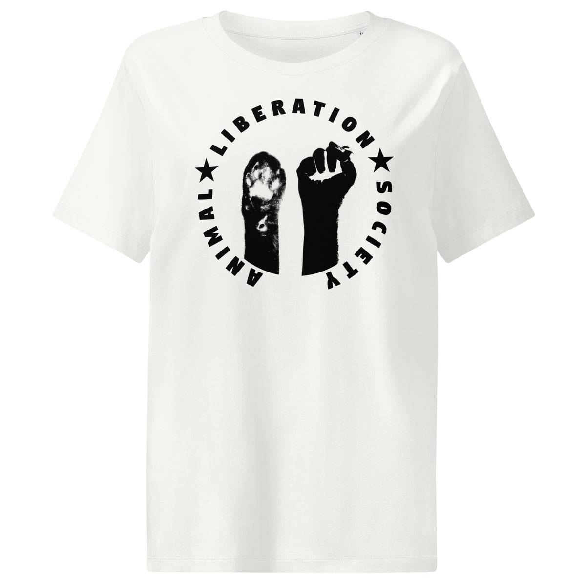 Off-White Damen-T-Shirt mit Tier- und Fäuste-Aufdruck im Kreis