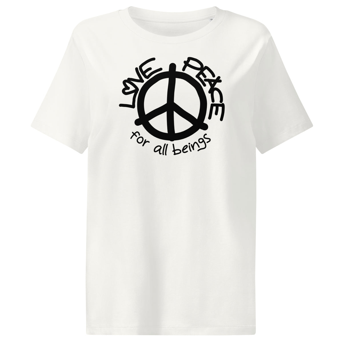 Damen-T-Shirt in Off White mit großem Peace-Zeichen-Print vorne