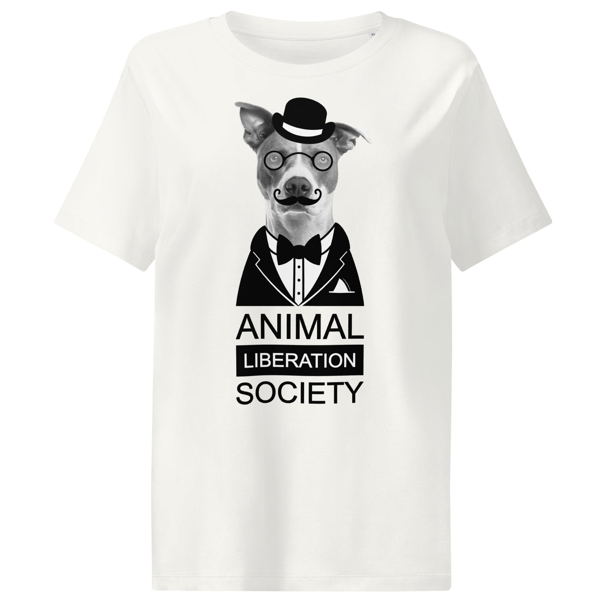 Cremefarbenes Damen-T-Shirt mit Mr. Dog-Motiv und Schriftzug „Animal Liberation Society“