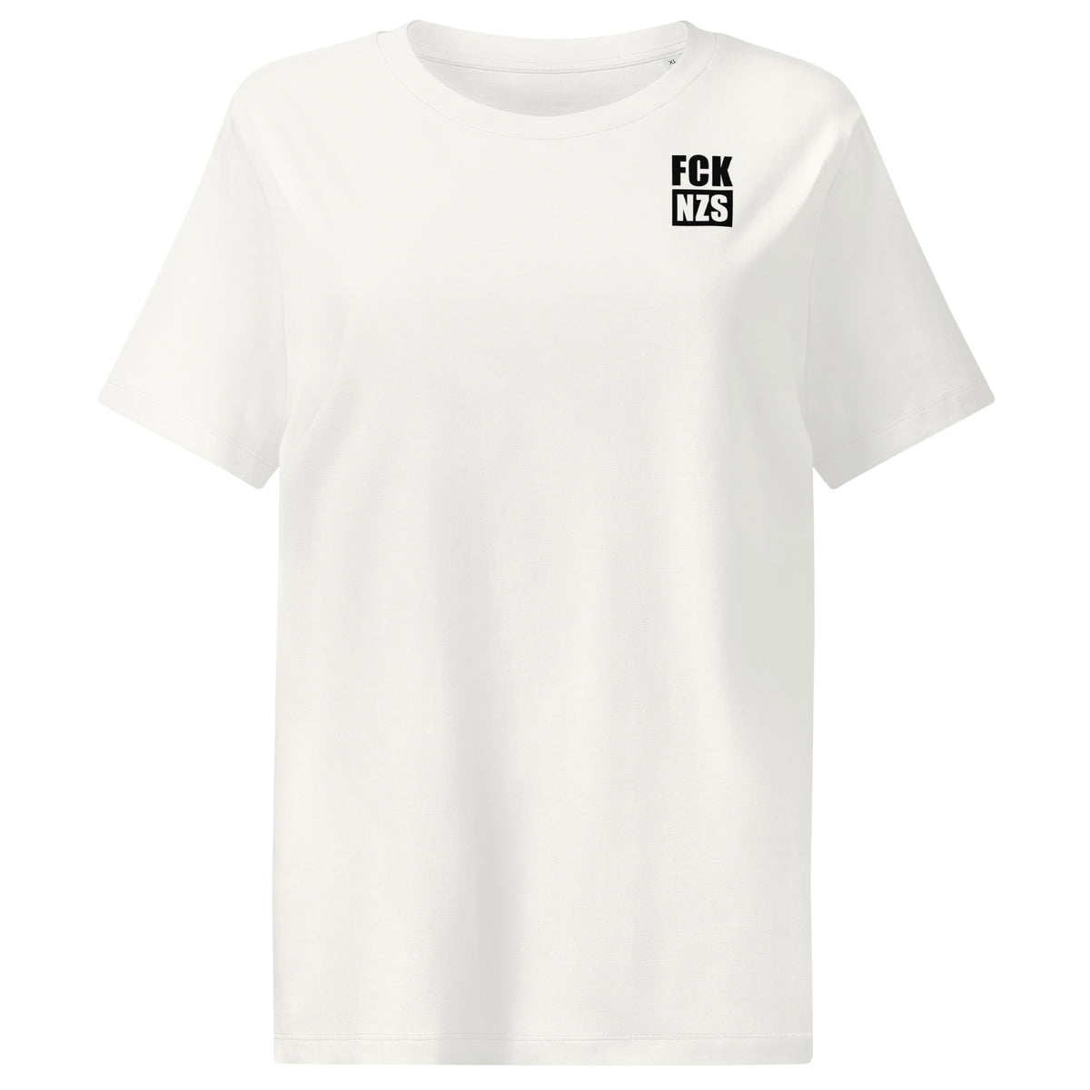 Damen-T-Shirt in Off-White mit „FCK NZS“-Aufdruck auf der Brust