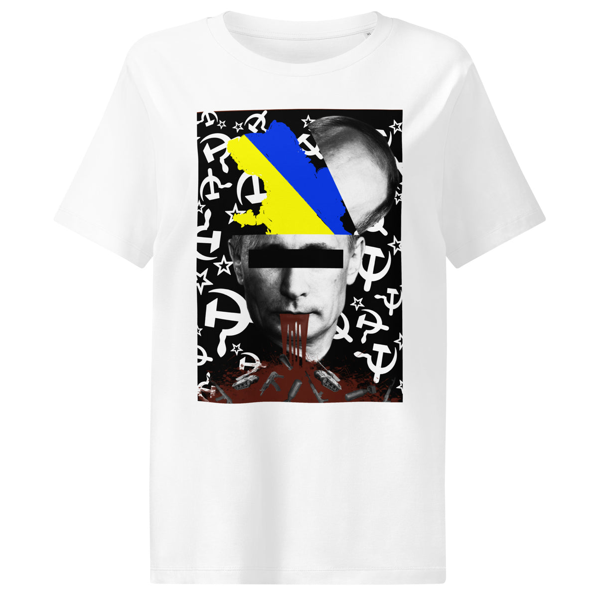 Damen-T-Shirt (Weiß) mit großem Frontprint aus Flagge und Porträt