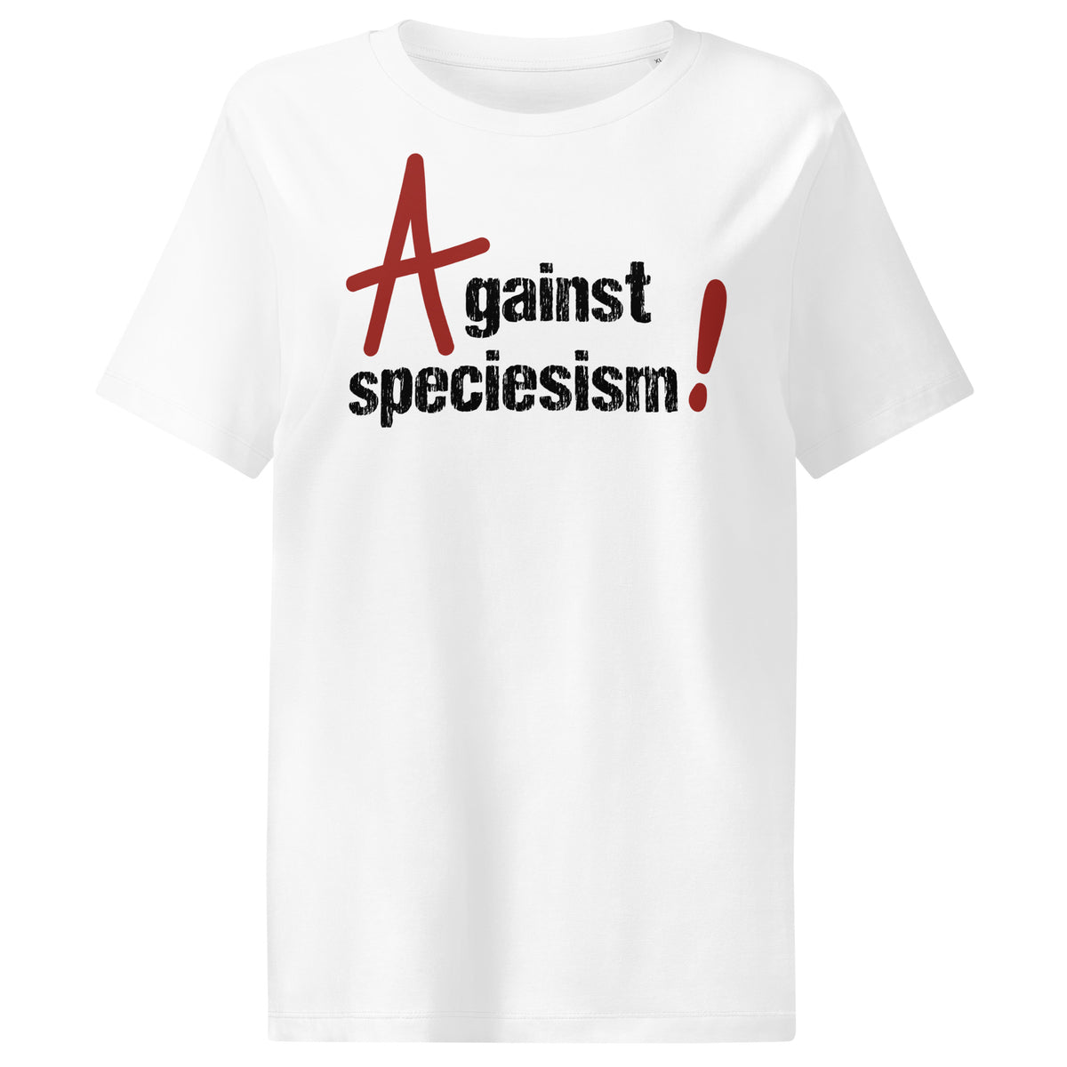 Weißes Damen-T-Shirt mit Frontprint „Against speciesism!“
