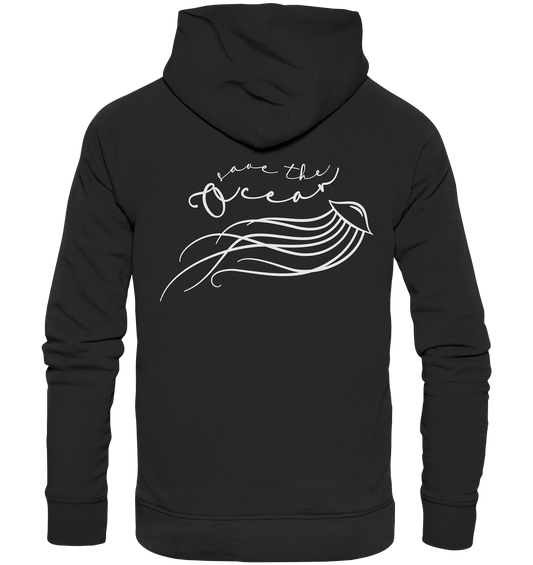 Schwarzer, bedruckter - Vegan, Organic & Recycled - Hoodie: Save the Ocean - Minimalist Jellyfish