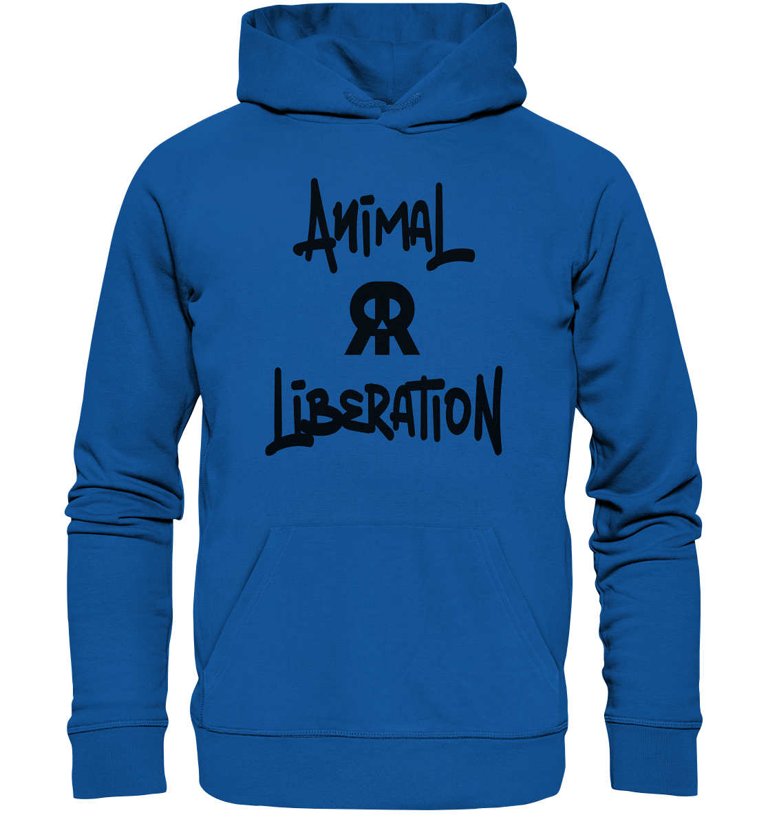 Vegan, Organic & Recycled Hoodie: Skull - Animal Liberation Graffiti (bedruckt, schwarz auf blau)