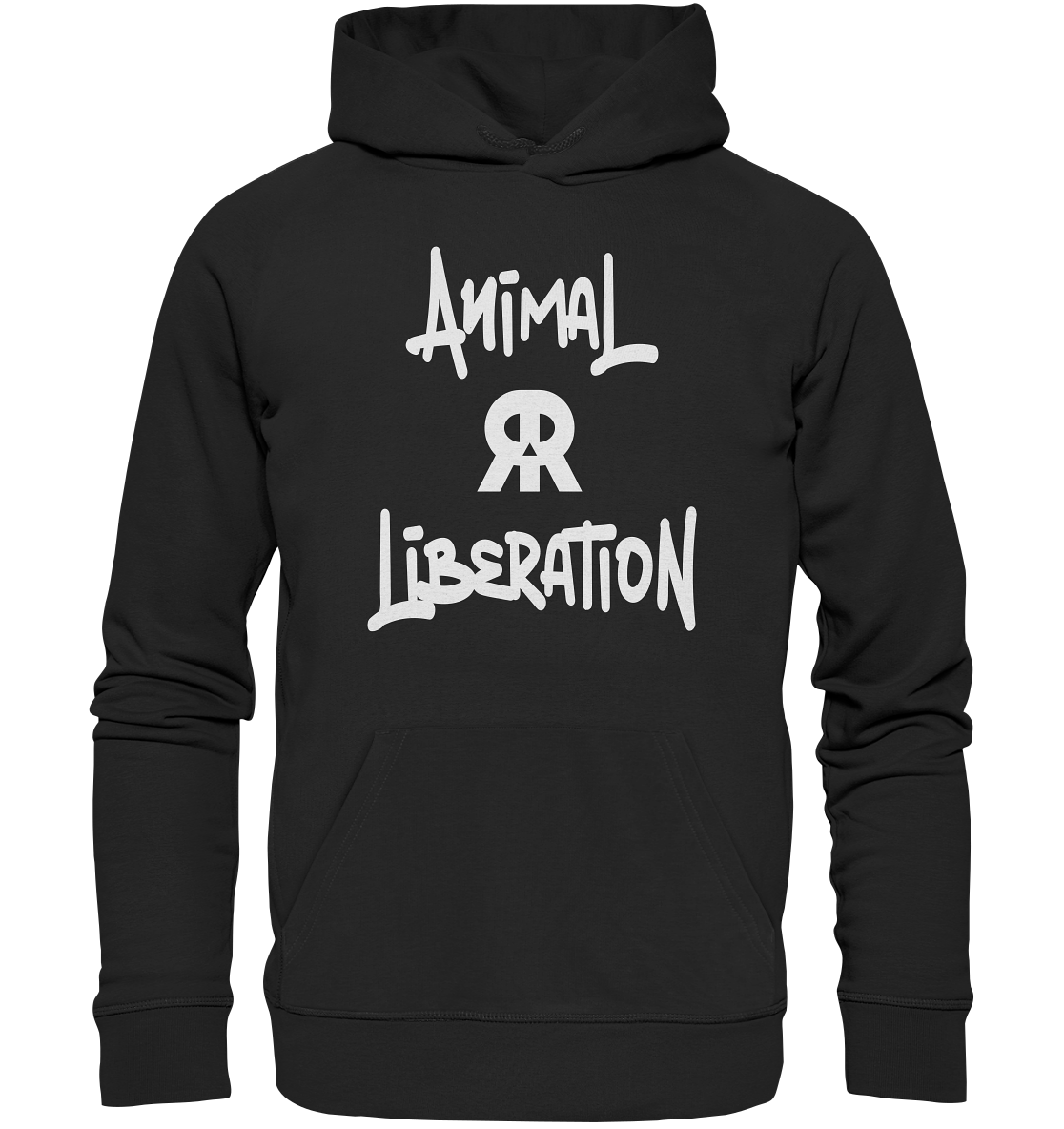 Vegan, Organic & Recycled Hoodie: Skull - Animal Liberation Graffiti (bedruckt, weiß auf schwarz)