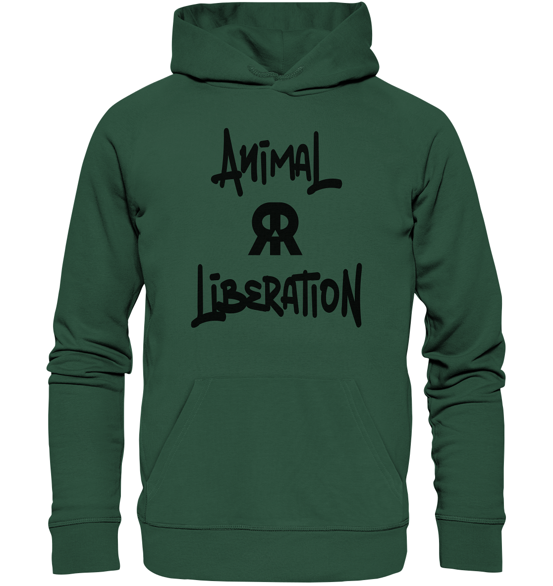 Vegan, Organic & Recycled Hoodie: Skull - Animal Liberation Graffiti (bedruckt, schwarz auf grün)