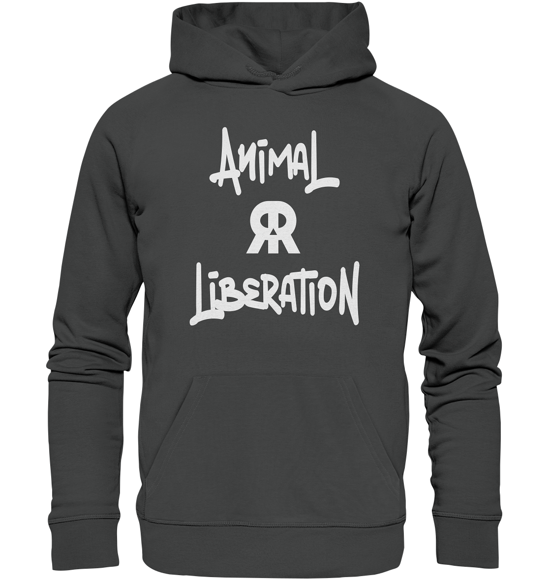 Vegan, Organic & Recycled Hoodie: Skull - Animal Liberation Graffiti (bedruckt, weiß auf grau)