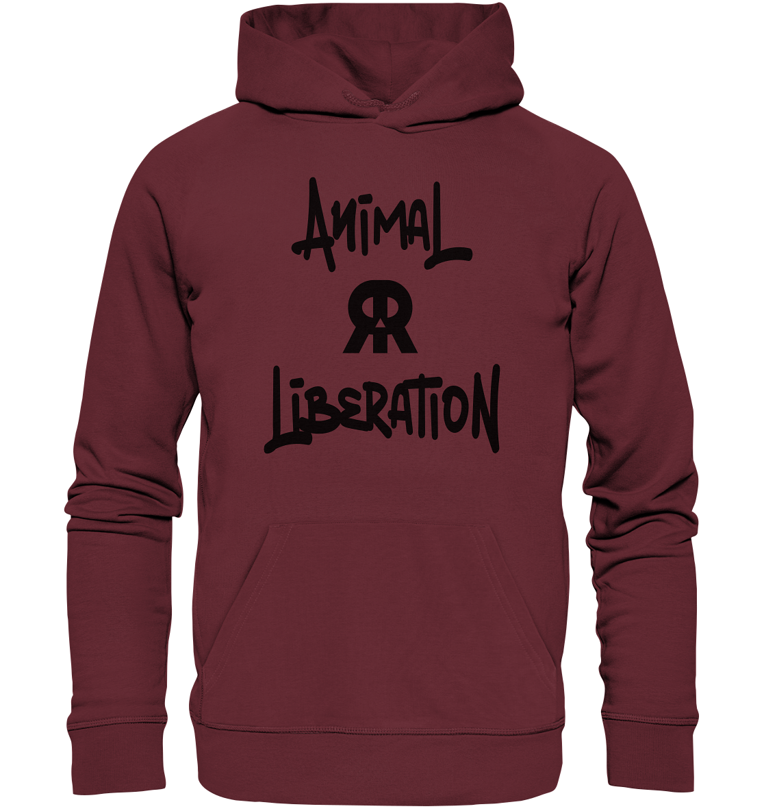 Vegan, Organic & Recycled Hoodie: Skull - Animal Liberation Graffiti (bedruckt, schwarz auf rot)