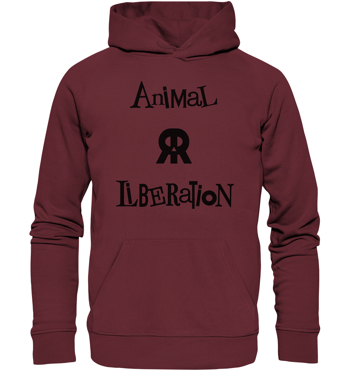 Roter, bedruckter - Vegan, Organic & Recycled - Hoodie: Skull - Animal Liberation (Schriftzug "Animal Liberation" und Totenkopf)