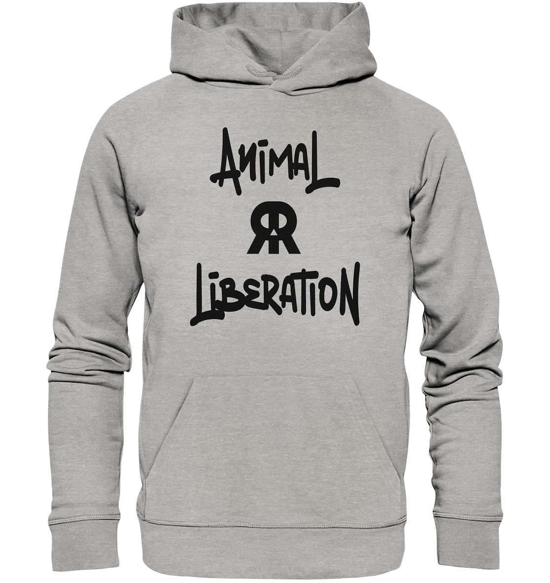 Vegan, Organic & Recycled Hoodie: Skull - Animal Liberation Graffiti (bedruckt, schwarz auf grau meliert)