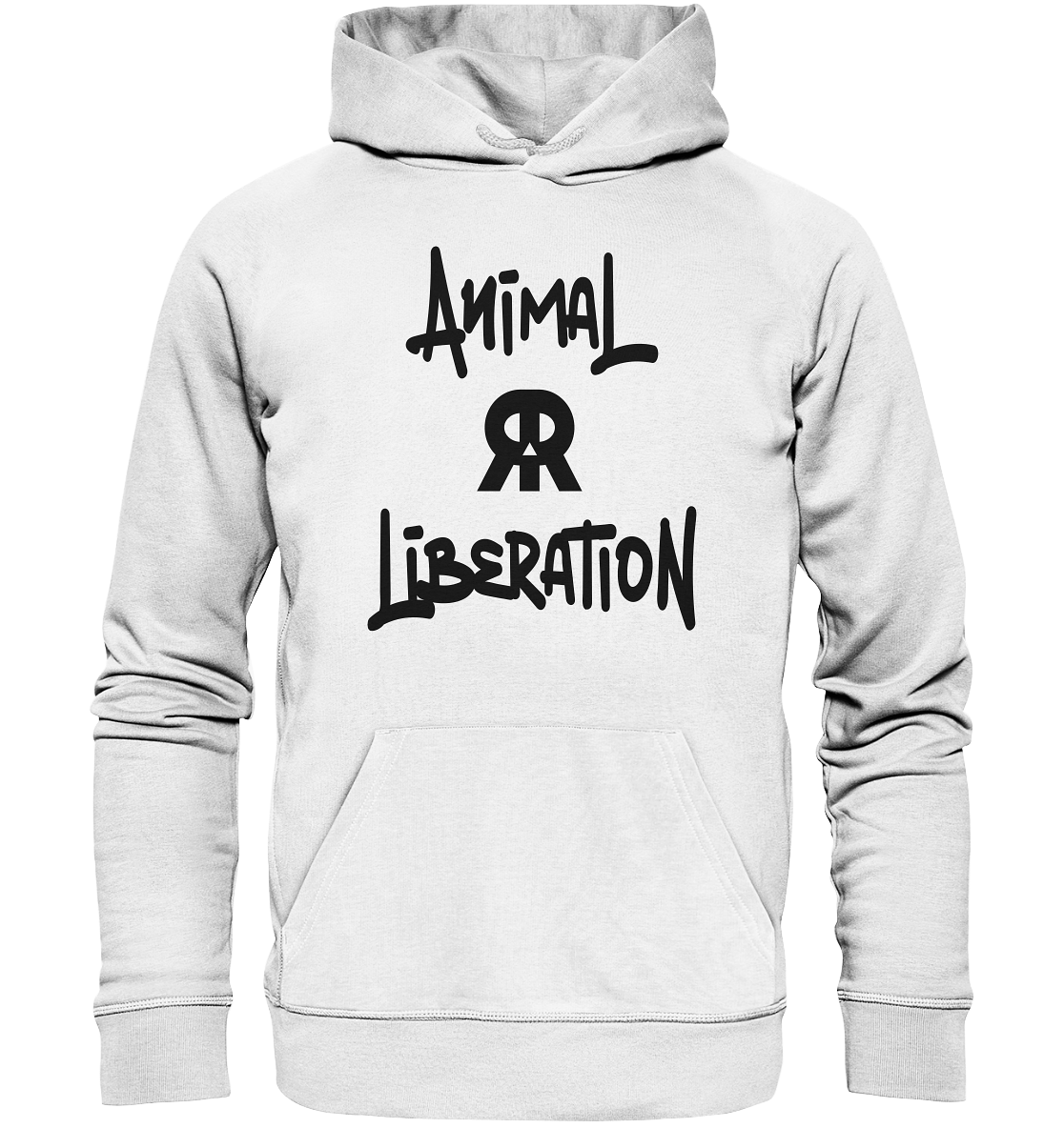 Vegan, Organic & Recycled Hoodie: Skull - Animal Liberation Graffiti (bedruckt, schwarz auf weiß)